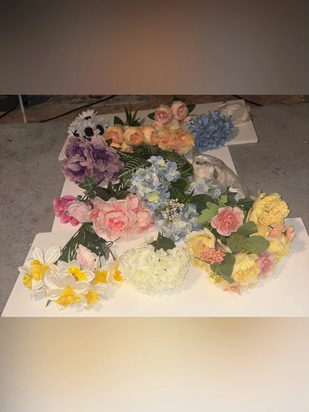 Huge bundle of mixed faux flowers, real touch, silk flowers for crafts, home dec